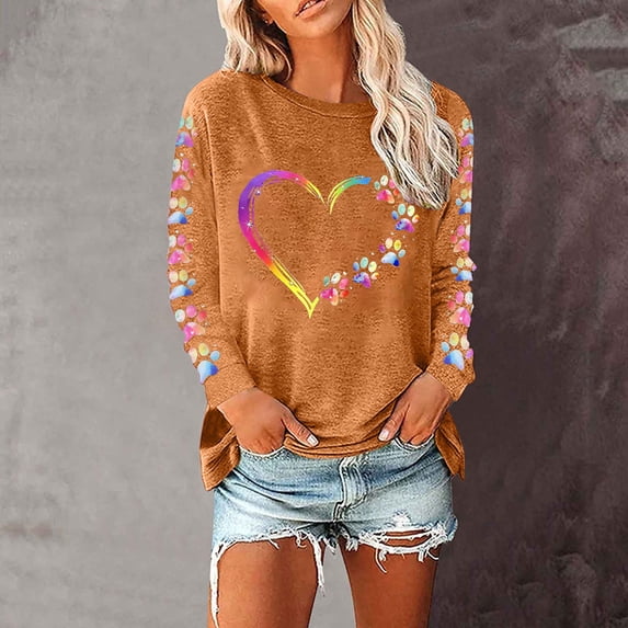 Aloohaidyvio Valentines Day Shirts Women Love Heart Graphic Valentines Shirt Casual Valentines Long Sleeve Pullover Top