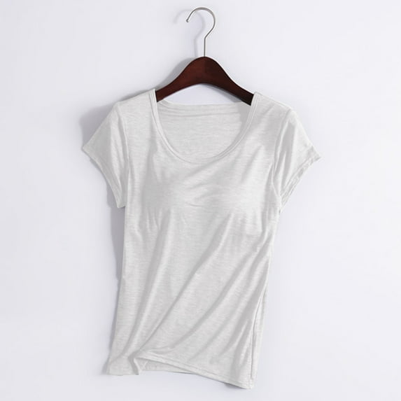 Aloohaidyvio Vintage T-Shirts for Women Broadway,Womens Solid Color With Chest Pad Short Sleeve T-Shirt Summer Homewear Pajamas Tops