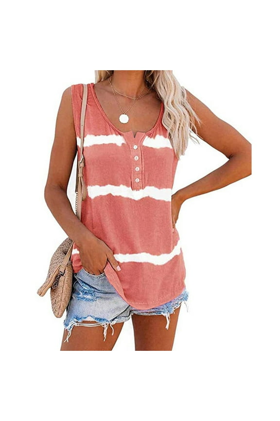 Vintage T-Shirts for Women,Womens Shirts Tie-Dye Summer Loose Casual Sleeveless Tank Tops
