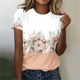 thumbnail image 1 of Aloohaidyvio Vintage T-Shirts for Women,Womens Summer Fashion Flower Print Round Neck Short Sleeve T-Shirt Tops, 1 of 5