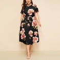 thumbnail image 1 of Aloohaidyvio Wedding Guest Dresses for Women,Womens Casual Plus Size Short Sleeve Print Waist Strap Dress, 1 of 6