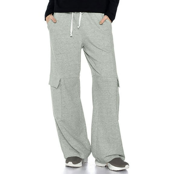Aloohaidyvio Wide Leg Cargo Sweatpants for Women Baggy Lightweight Workout Athletic Cargo Pants with Multi Pockets