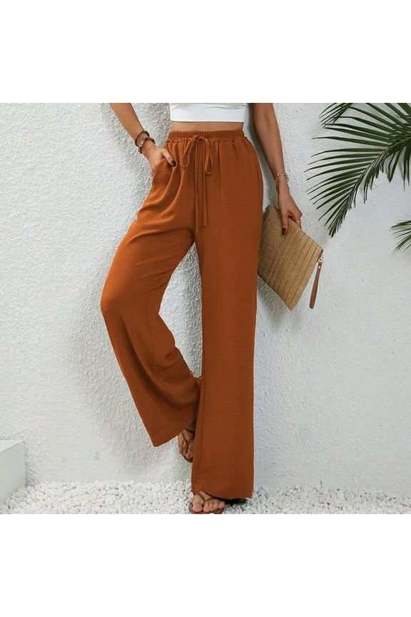 Pants for Women,Wide Leg Dress Pants Women's High Waisted Business Casual Trousers Orange S