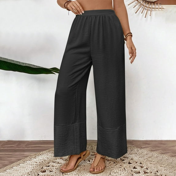 Aloohaidyvio Wide Leg Pants for Women Baggy Lightweight Palazzo Pants with Pockets Summer High Waist Flowy Casual Trousers