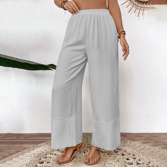 Aloohaidyvio Wide Leg Pants for Women Baggy Lightweight Palazzo Pants with Pockets Summer High Waist Flowy Casual Trousers