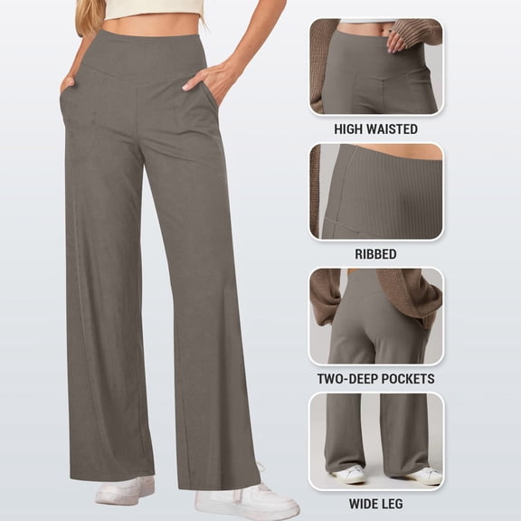 Aloohaidyvio Wide Leg Pants for Women No Boundaries Yoga Work Pants with Pockets High Waist Lounge Sweatpants Dress Pants