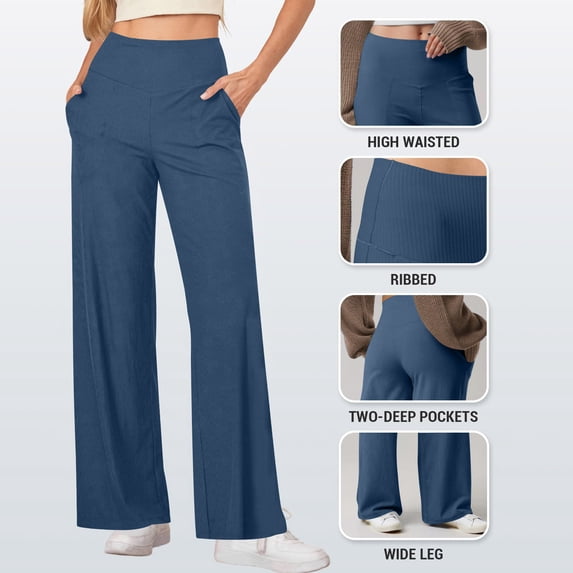 Aloohaidyvio Wide Leg Pants for Women Yoga Work Pants with Pockets High Waist Lounge Sweatpants Dress Pants