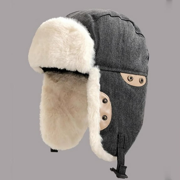 Aloohaidyvio Winter Hats for Women and Men,Womens Winter Hat Thick Warm Sherpa Lined Fleece Pilot Hood Cap Windproof Earflap Beanie Peruvian Trapper Hat for Men Cycling