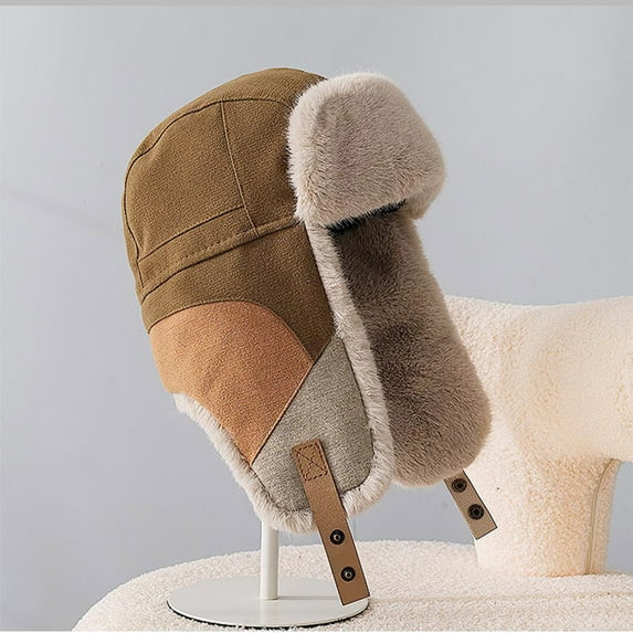 Aloohaidyvio Winter Hats for Women and Men,Eskimo Hats Windproof Outdoor Warm Ski Cap with Ear Flap Russian Fur Hat Trooper Ushanka Men and Women
