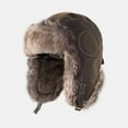 thumbnail image 1 of Aloohaidyvio Winter Hats for Women and Men,Men Women Winter Trapper Cap Leather Thickened Plush Outdoor Windproof Motorcycle Ear Protection Hat, 1 of 1