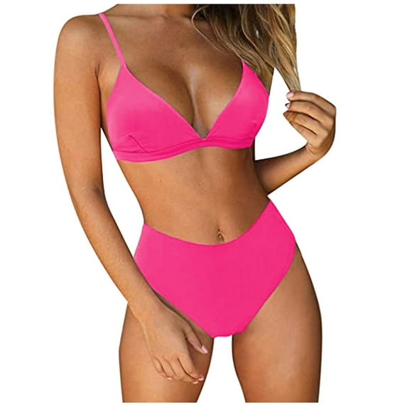 Aloohaidyvio Women Bikini Set Solid Color Sexy Triangle Two Piece Swimsuit,Swimsuit for Women 2024 L