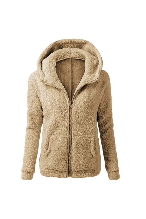 Women Clothing ,Women Hooded Sweater Coat Winter Warm Wool Zipper Coat Cotton Coat