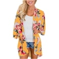 thumbnail image 1 of Aloohaidyvio Women Floral Kimono Cardigans 3/4 Ruffle Sleeve Lightweight Patchwork Flowy Boho Tie Loose Cover Ups, 1 of 4