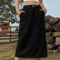 thumbnail image 1 of Aloohaidyvio Women High Waist Denim Midi Skirt with Back Slit Casual A-Line Long Jeans Skirts with Pockets Ladies-Blue, 1 of 6