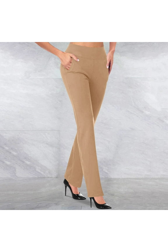 Women Pants ,Women'S Casual Solid Knitted Micro Pull Slim Flare Trousers