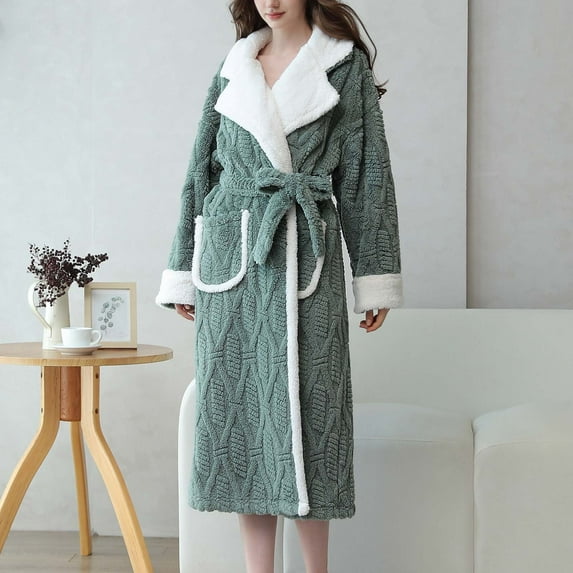 Aloohaidyvio Women Plush Fleece Robe,Soft Textured Bathrobe,Lady Cozy Spa Long Robe