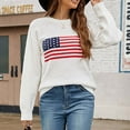 thumbnail image 1 of Aloohaidyvio Women's American Flag Sweaters Long Sleeve Crew Neck Knitted Casual Pullover Sweater White XL, 1 of 6