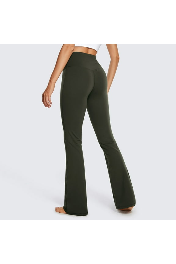 Women's Cotton Bootcut Yoga Pants High Waisted Comfy Soft Bootleg Workout Flare Pants Army Green 2XL