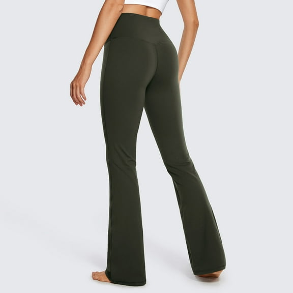 Aloohaidyvio Women's Cotton Bootcut Yoga Pants High Waisted Comfy Soft Bootleg Workout Flare Pants Army Green L