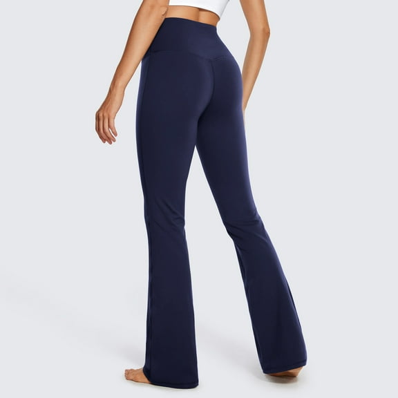 Aloohaidyvio Women's Cotton Bootcut Yoga Pants High Waisted Comfy Soft Bootleg Workout Flare Pants Navy 2XL