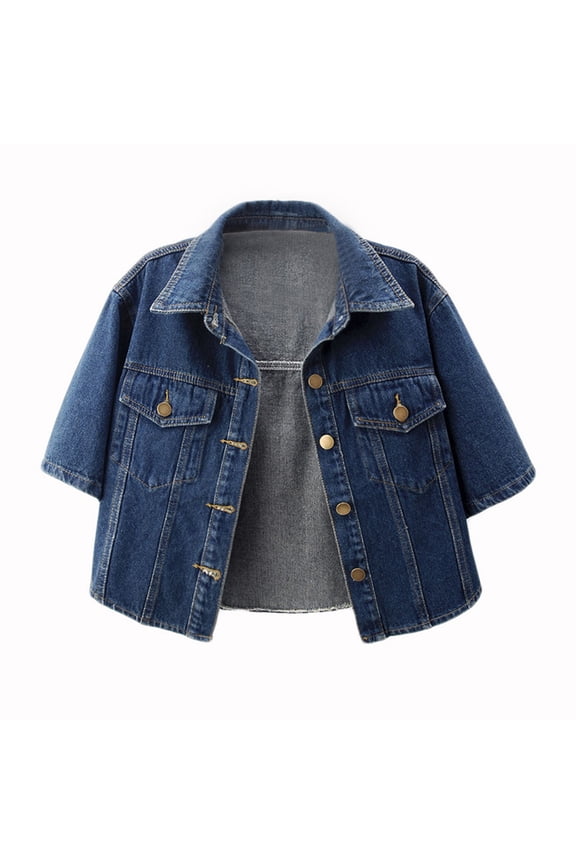 Tops for Women,Womens Short Sleeve Versatile Short Sleeved Denim Jacket Thin Shawl Top