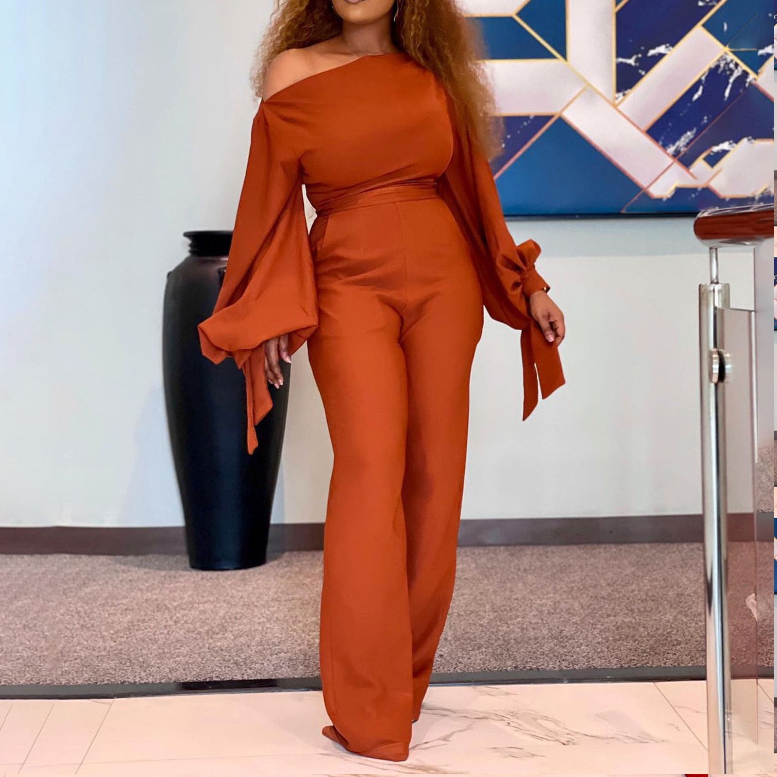 Women's Long Sleeve Jumpsuit With Button Fashion Shirt Dress