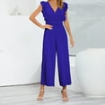 thumbnail image 1 of Aloohaidyvio Women's Elegant V Neck Jumpsuit Casual Straight Trousers Business Romper Formal Jumpsuit Blue S, 1 of 5
