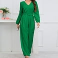 thumbnail image 1 of Aloohaidyvio Women's Elegant V Neck Jumpsuit Casual Straight Trousers Business Romper Formal Jumpsuit Green S, 1 of 6