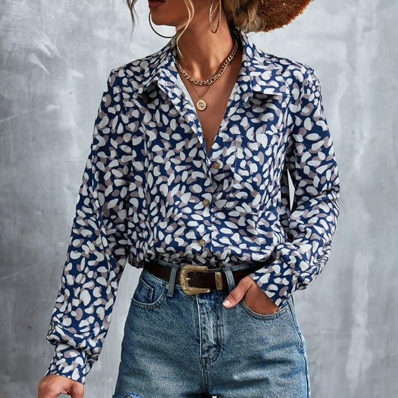 Aloohaidyvio Women's Floral Button Down Shirts Long Sleeve Wrinkle Free Dress Blouse Work Office Blouses Tops
