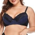 thumbnail image 1 of Aloohaidyvio Women's French Double Support Lace Wirefree Bra,Push Up Minimizer Bras for Women Plus Size 4XL, 1 of 4
