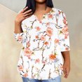 thumbnail image 1 of Aloohaidyvio Women's Plus Size 3/4 Sleeve T shirt,Women's Summer Trendy V-Neck Tops 2024 Shirt Print Slim Daily Blouse Loose Tunic 5XL, 1 of 4