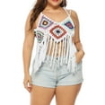 thumbnail image 1 of Aloohaidyvio Women's Plus Size Bohemian Beachwear Loose Casual Wear Tops Crochet Dress Tassels Boho Bikini Cover Up, 1 of 6