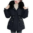 thumbnail image 1 of Aloohaidyvio Women's Quilted Puffer Jacket Removable Faux Fur Hooded Long Puffer Coat Lightweight Full-Zip Puffer Jacket,Sizes L, 1 of 6