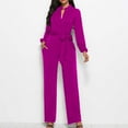 thumbnail image 1 of Aloohaidyvio Women's Sexy Jumpsuits Elegant Long Sleeve Straight Long Pants Clubwear Rompers with Pockets Hot Pink 3XL, 1 of 3
