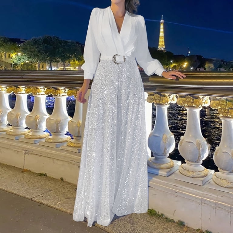 elegant white dresses and jumpsuits 2020 Arabic Satin Jumpsuit with