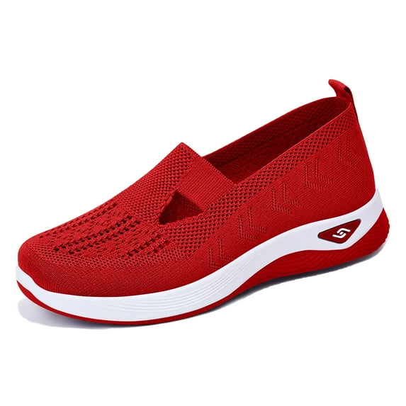 Aloohaidyvio Women's Slip on Sneakers Shoes Woven Orthopedic Breathable Soft Shoes Walking Diabetic Foam Shoes Hands Free Slip in