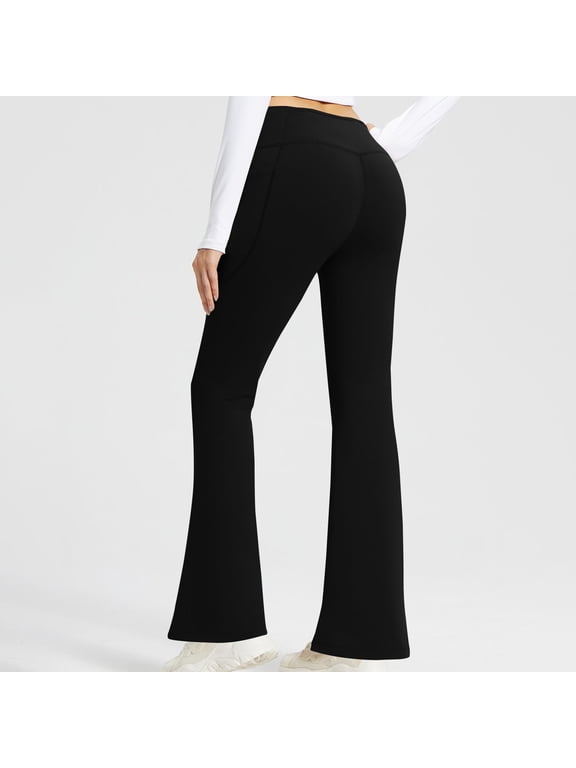 Women's Solid Color High Waisted Hip Elastic Pocket Fitness And Sports Tight And Nude Yoga Long Pants,US Size S-2XL