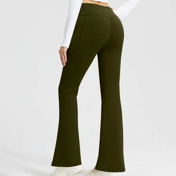 Aloohaidyvio Women's Solid Color High Waisted Hip Elastic Pocket Fitness And Sports Tight And Nude Yoga Long Pants,US Size S-2XL