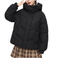 thumbnail image 1 of Aloohaidyvio Women's Solid Color Long Sleeved Thick Loose Hooded Winter Short Cotton Clothing Long Sleeve Parkas,Sizes M, 1 of 5