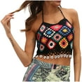 thumbnail image 1 of Aloohaidyvio Women's Spaghetti Strap Sleeveless Hollow Out Crochet Boho Crop Tank Top, 1 of 5