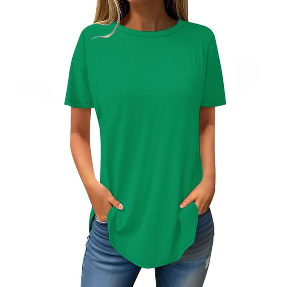 Aloohaidyvio Women's Sports T-Shirts,Womens Summer Breathable Solid Color Round Neck T-Shirt Loose Short Sleeve Tops
