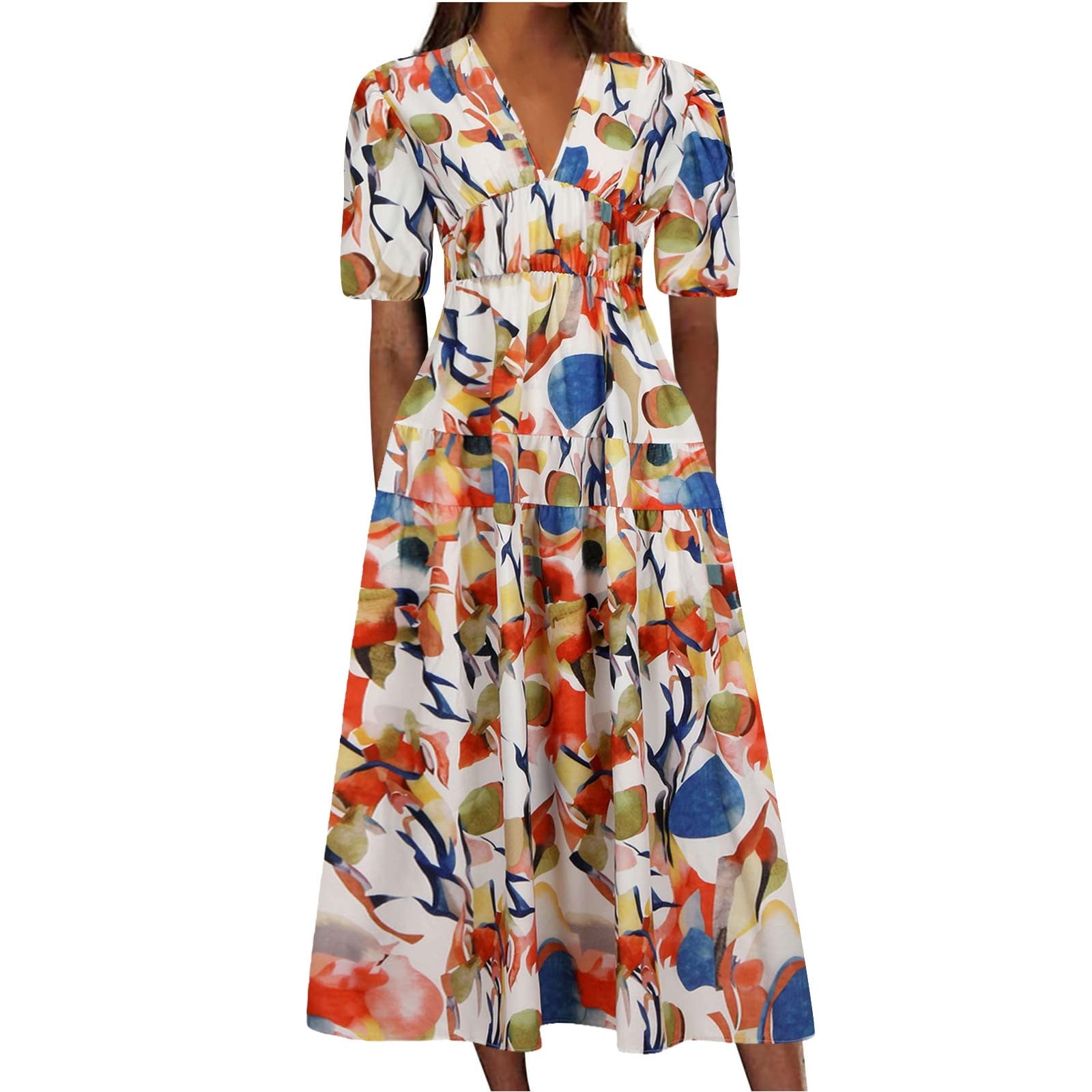 Aloohaidyvio Women's Spring Summer 2024 Floral Midi Dress A Line