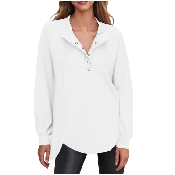 Aloohaidyvio Women's Sweatshirt Long Sleeve Tunic Henley Tops Loose Slit Casual Button Shirts Pullover