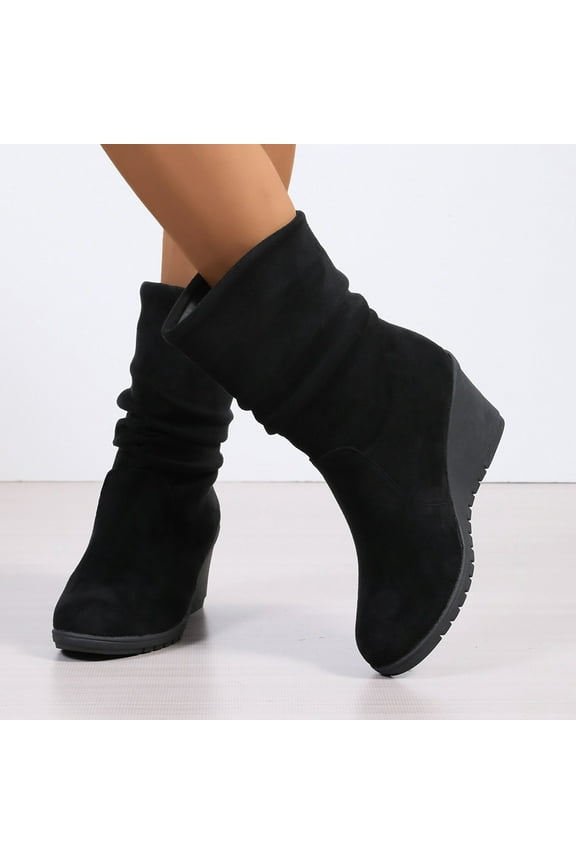 Women's Wide Width Ankle Boots - Black Brown Short Boots Block Low Heel Booties