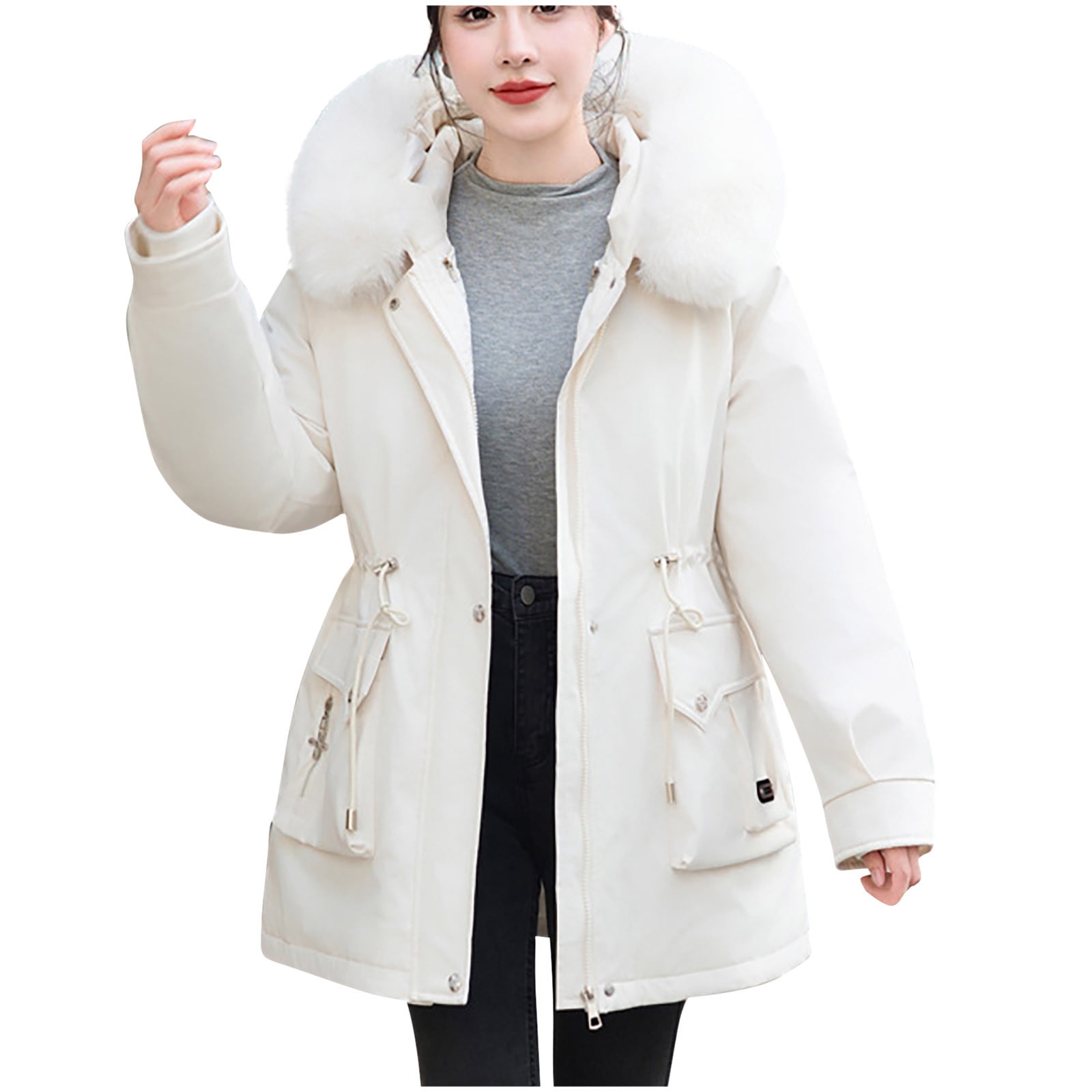 Women's Warm Winter Jacket With Hood Weatherproof Rainproof Long Cut For Dry All Day Protection