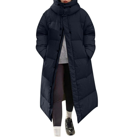 Aloohaidyvio Women's Winter Long Jacket - Heavyweight Long Length Coat Winter Bubble Puffer Parka,Sizes S