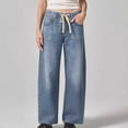 thumbnail image 1 of Aloohaidyvio Womens Baggy Wide Leg Jeans Boyfriend Drawstring High Waisted Mom Denim Pants with Pockets,Sizes M, 1 of 6