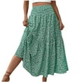 thumbnail image 1 of Aloohaidyvio Womens Boho Floral Print Elastic High Waist Pleated A Line Maxi Skirt, 1 of 6
