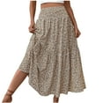 thumbnail image 1 of Aloohaidyvio Womens Boho Floral Print Elastic High Waist Pleated A Line Maxi Skirt, 1 of 6