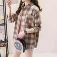 thumbnail image 1 of Aloohaidyvio Womens Button Down Flannel Shirts Long Sleeve Plaid Shackets Business Casual Blouse Top, 1 of 4